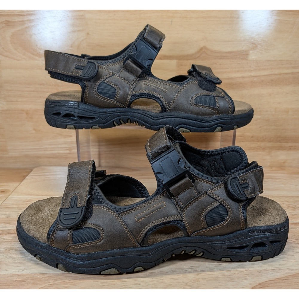 St Johns Bay Mens Brown Sport Hiking Sandals 016-6203 Size 10M‎ Hook Loop Straps